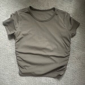 - Lululemon Athletica Gray Fitted Ruched T-Shirt